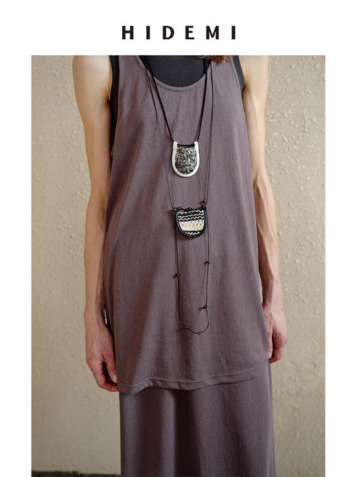 HIDEMI 度假系列极简椭圆领宽松设计感水洗针织背心半裙套装 背心/半身裙 商品图9
