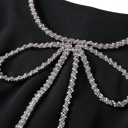 [奢姿轻奢系列]夏季大码女装圆领裙子胖妹妹优雅蝴蝶结钉珠连衣裙8942890004/// 商品图2