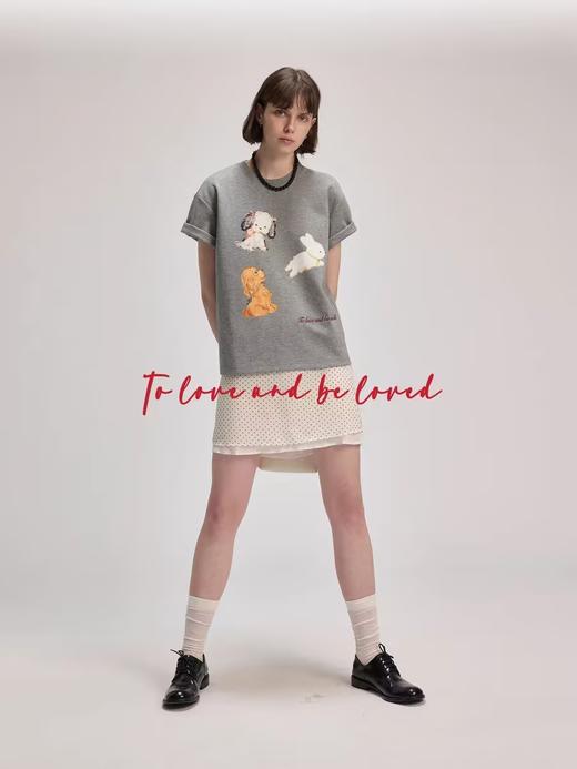 shyshystill/shy202402036/小动物集合印花刺绣两色短袖t恤 商品图1