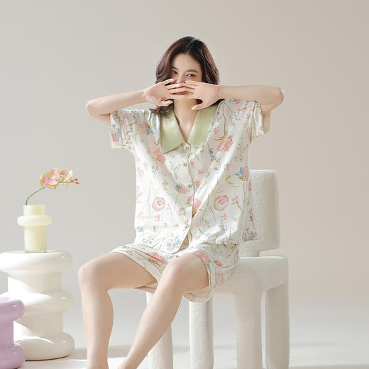 花卉短袖家居服睡衣套装 商品图2