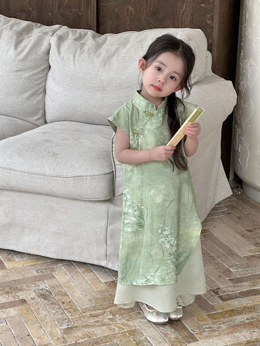 【YW】无忧购“童真童趣”新中式国风盘扣旗袍女宝宝真两件连衣裙492432（截单后7天发货)25年清仓捡漏 商品图4