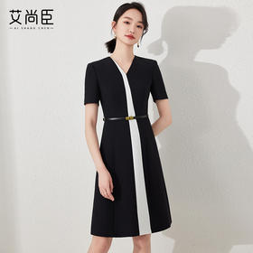 艾尚臣短袖连衣裙女2024新款女装气质黑白色裙子时尚修身裙夏休闲