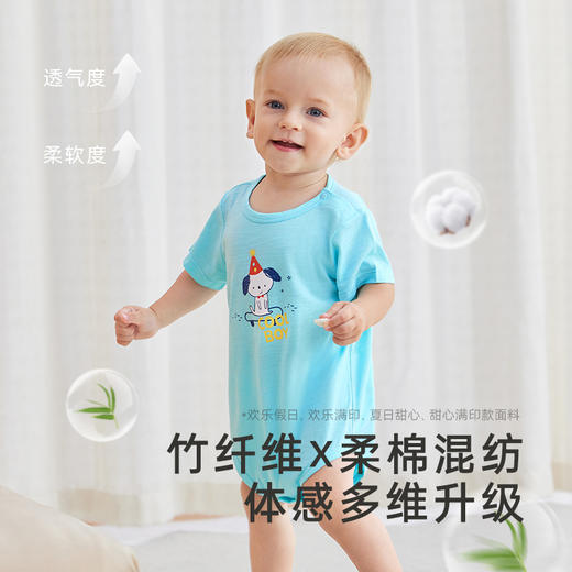 英氏婴儿夏季竹纤维连体衣竹棉包屁衣抑菌宝宝哈衣 商品图1
