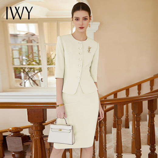IWY/米色通勤职业装气质女神范西装套装高端公务员教师面试工作服CS1975-W 商品图0
