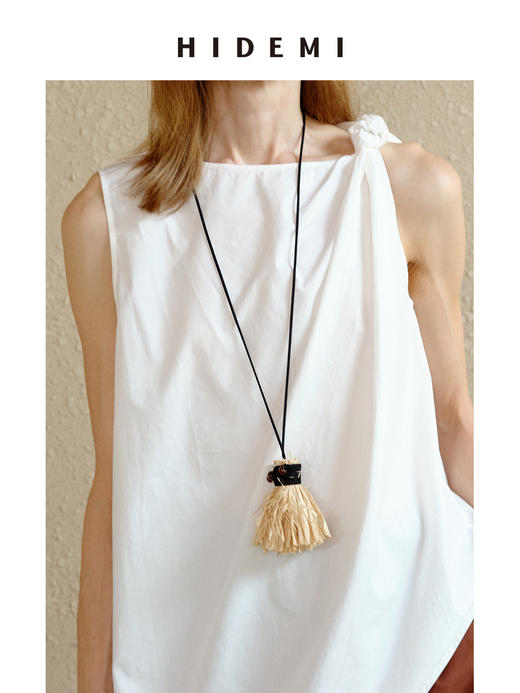 HIDEMI度假系列“棕榈树下”草绳串珠手工设计感流苏挂件项链 商品图10