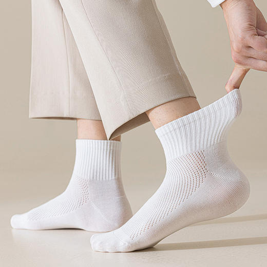 洁丽雅5A抑菌男士短袜网眼透气棉感舒适轻薄短筒袜耐磨耐穿袜子男 商品图7