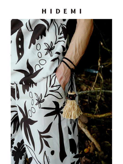 HIDEMI度假系列“棕榈树下”草绳串珠手工设计感流苏挂件项链 商品图8