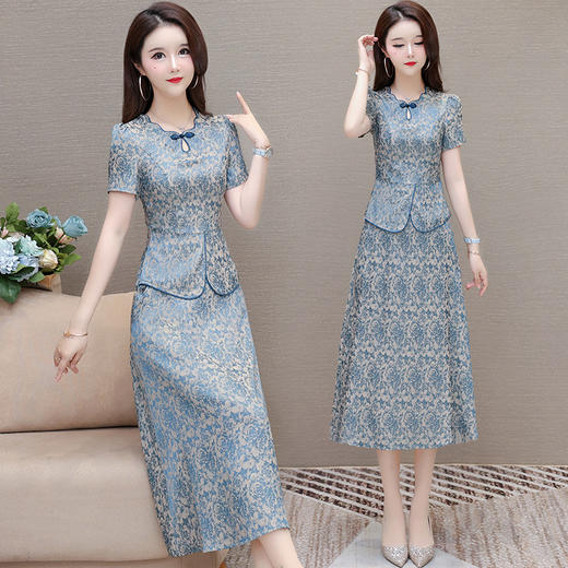 中国风纯色，中长款连衣裙QYM-KED-H1862-Y 商品图1