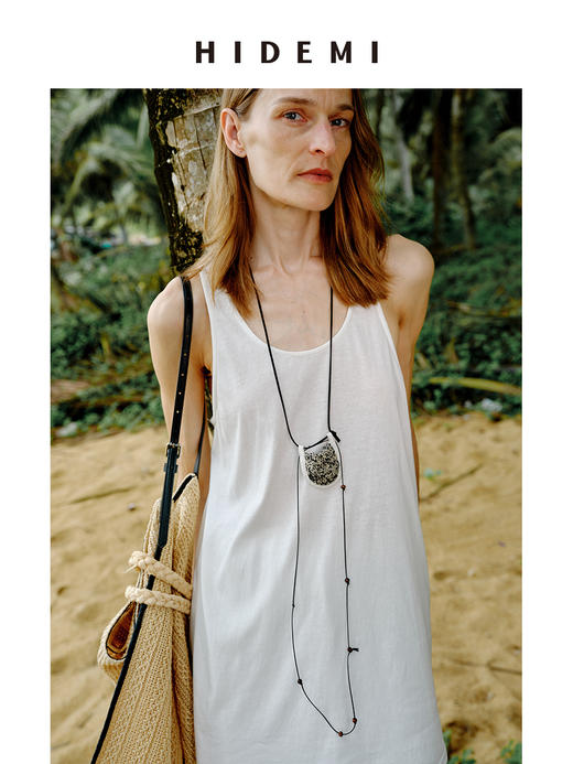 HIDEMI 度假系列极简椭圆领宽松设计感水洗针织背心半裙套装 背心/半身裙 商品图4