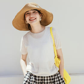 绽放旅行女装360朵/瑞士斯坦格一体成型无缝短袖轻薄棉麻开衫T恤