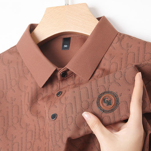 【冰丝凉感面料❗️男式夏季Polo衫】优质面料，舒适不闷汗，男士商务休闲风格，男生休闲字母提花薄款短袖，大码弹力polo衫父亲节礼物新年礼盒年货礼盒 商品图3