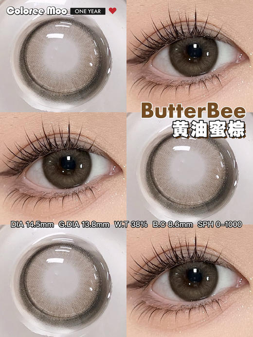 ColoreeMoo 仙光冷茶/仙光墨蓝 /黄油蜜棕 年抛 直径14.2mm 着色13.4mm 含水38% 基弧8.6 商品图7