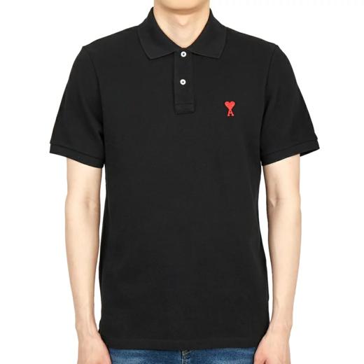 AMI 男士全棉质感刺绣红心logo商务休闲短袖Polo T恤11957 商品图9