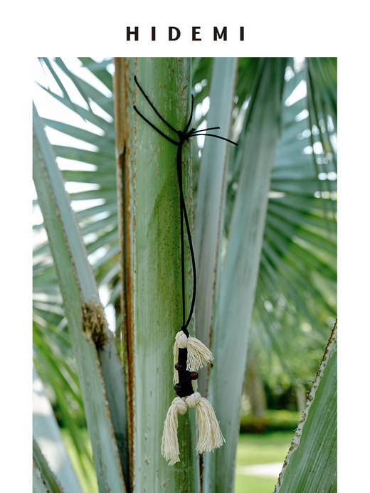 HIDEMI度假系列“棕榈娃娃”麻绳串珠手工设计感可调节皮绳项链 商品图4