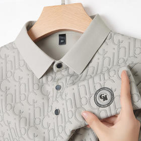 【冰丝凉感面料❗️男式夏季Polo衫】优质面料，舒适不闷汗，男士商务休闲风格，男生休闲字母提花薄款短袖，大码弹力polo衫父亲节礼物新年礼盒年货礼盒