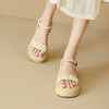 西遇厚底凉鞋女新款夏季法式仙女风珍珠一字带凉鞋配裙子女鞋V1546934 商品缩略图3