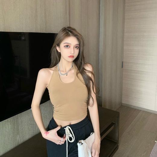 【美式辣妹！挂脖运动吊带】夏季爆款吊带背心挂脖式上衣，外穿遮副乳内搭瑜伽健身无袖上衣，美背内搭显瘦可外穿文胸无钢圈抹胸QQ 商品图4