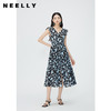 NEELLY纳俪商场同款无袖V领绑带连衣裙女下摆开叉度假风碎花A字裙N24052Y01167 商品缩略图0