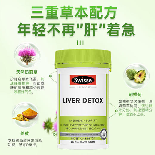 【保税】澳洲swisse 护肝片 护肝宁高浓度奶蓟草护肝宁熬夜之选 60粒/120粒/200粒 醒酒解酒神器 商品图2