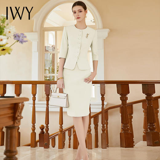 IWY/米色通勤职业装气质女神范西装套装高端公务员教师面试工作服CS1975-W 商品图4