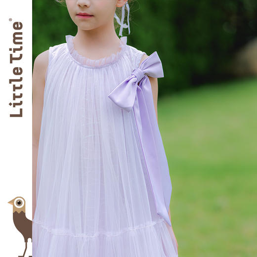 littletime儿童春夏蝴蝶结tutu背心裙紫色礼服裙女童小香风连衣裙 商品图2
