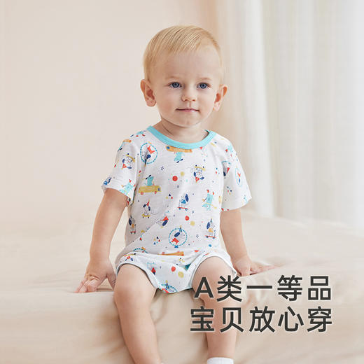 英氏婴儿夏季竹纤维连体衣竹棉包屁衣抑菌宝宝哈衣 商品图3