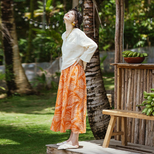 绽放旅行女装522朵/100%汉麻高端宽松文艺休闲百搭防晒衬衫 商品图2