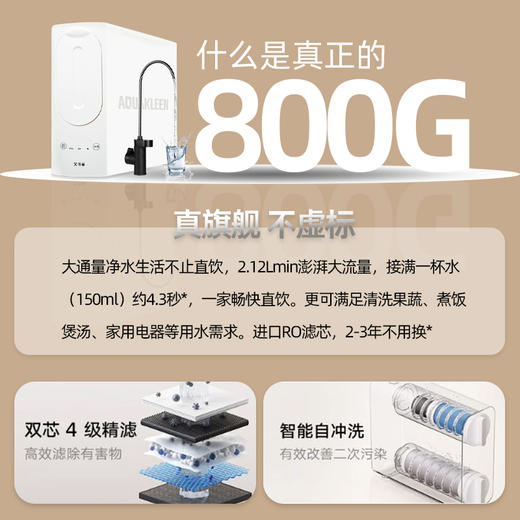 艾可丽 赫斯提亚-Ⅱ家用净水器800G直饮RO反渗透过滤厨下净水机 商品图2