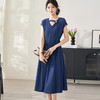 剩M 米思阳2024夏季新款简约通勤V领连衣裙设计感收腰飞飞袖长裙子女2782 商品缩略图1
