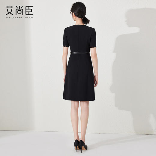 艾尚臣短袖连衣裙女2024新款女装气质黑白色裙子时尚修身裙夏休闲 商品图4