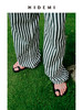 HIDEMI 度假系列条纹水洗棉柔软中低腰阔腿牛仔裤 商品缩略图4