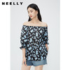 NEELLY纳俪商场同款一字肩七分袖雪纺上衣女夏季甜美洋气碎花衬衫N24052R01166 商品缩略图2
