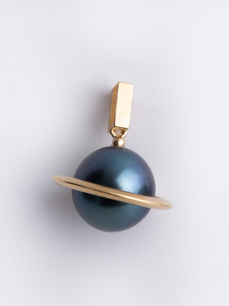 LUCINE 开普勒大溪地黑珍珠18K黄金吊坠项链女设计锁骨链圣诞礼物