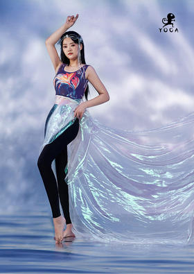 【现货秒发】壁虎瑜伽【紫光精灵-上衣+云感裤】限量款印花瑜伽套装（可拆卸胸垫）