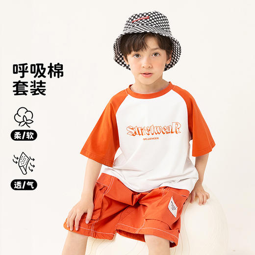 贝贝怡童装儿童短裤套装休闲男童运动T恤两件套新款洋气宽松夏装 商品图12