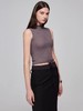 Simple Project/M24106/尼龙混纺坑条针织高领卷边短款紧身背心 商品缩略图2