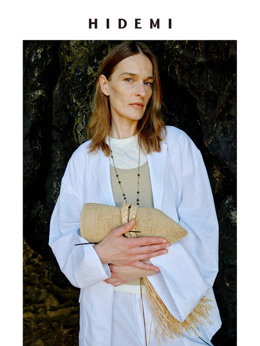 HIDEMI 度假系列水洗亚麻极简廓形口袋设计感宽松西装 商品图2