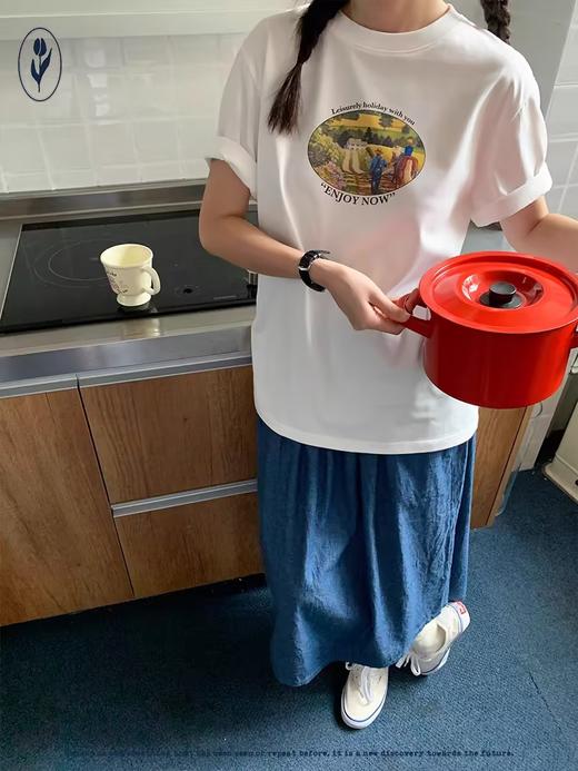 shyshystill/shy202305051/基础款宽松休闲棉质基础款印花短袖T恤 商品图1