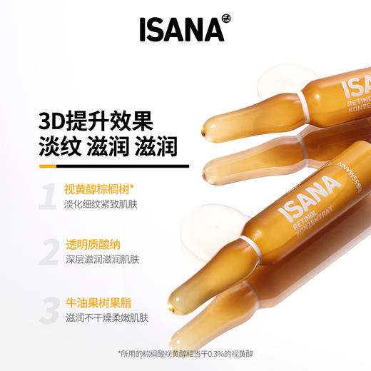 4件起售，再减39元！【抚纹焕亮，精简护肤】ISANA视黄醇安瓶 2ml*7支/盒 商品图2