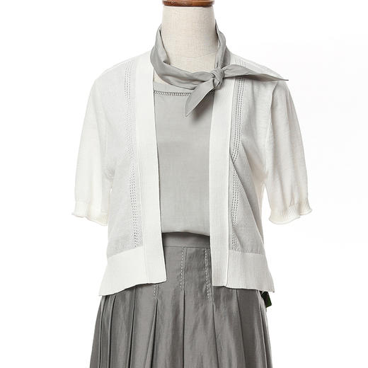 Famecoco范可儿短袖针织开衫女士夏季外搭短款薄外套FAC3DE008 商品图6