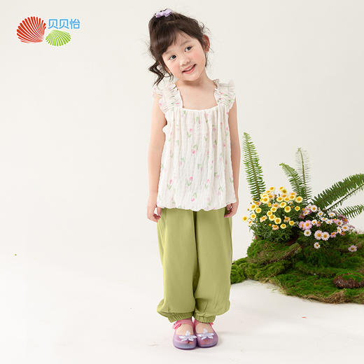 贝贝怡童装女童短袖套装宝宝夏季短袖长裤两件套2024新款甜美夏装 商品图3