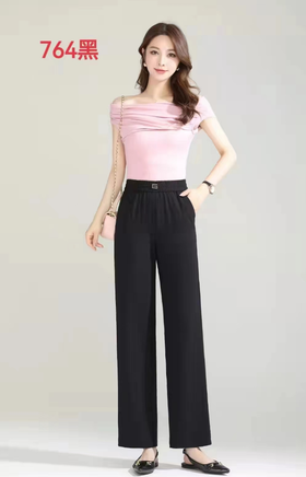 女士松紧腰休闲裤764