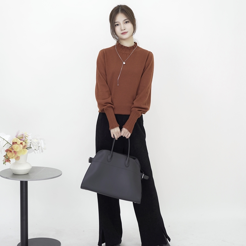 两三事新款纯色套头毛针织衫半高领针织-S24CZZ034