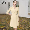 IWY/洋气黄色西装连衣裙女不规则职业装a字裙上班族白领主持人艺考Q1106 商品缩略图4