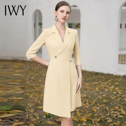 IWY/洋气黄色西装连衣裙女不规则职业装a字裙上班族白领主持人艺考Q1106 商品图4
