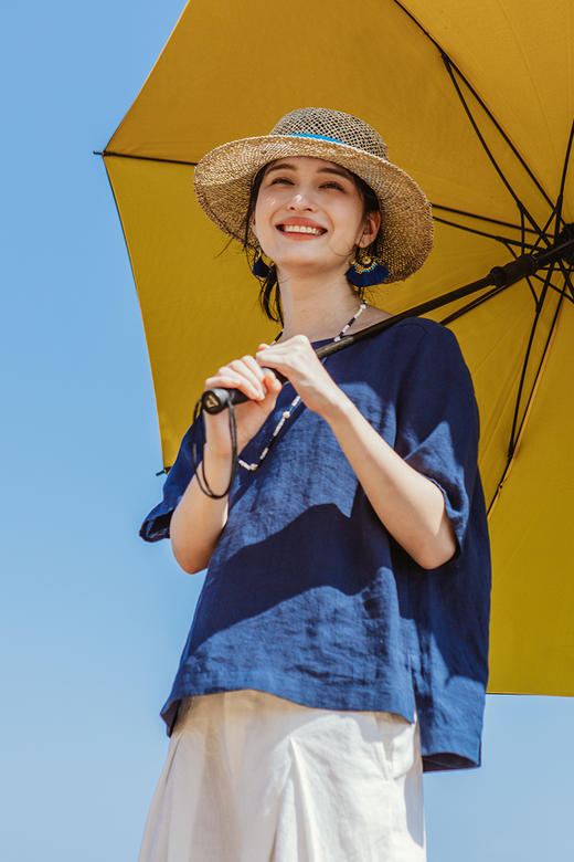 绽放旅行女装341朵/苎麻天丝圆领宽松文艺棉麻T恤上衣 商品图5