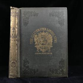 含中国内容！41.5*29.5cm！1858年1~6月 伦敦新闻画报 数百幅版画插图 漆布精装8开