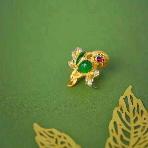 龢盒原创 翡翠鹦鹉纽扣式胸针/袖扣 商品图1