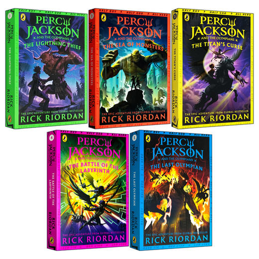 波西杰克逊系列5册 英文原版 Percy Jackson Rick Riordan 神火之盗 魔兽之海 巨神之咒 迷宫之战 终之战 雷克莱尔顿进口书籍 商品图0
