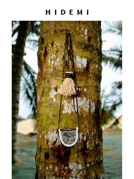 HIDEMI度假系列“棕榈树下”草绳串珠手工设计感流苏挂件项链 商品图0